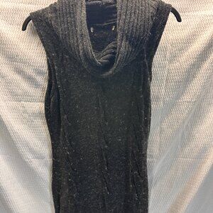 Chic Dark Grey Sleeveless Cowl Neck Knit Tunic - Versatile & Cozy
